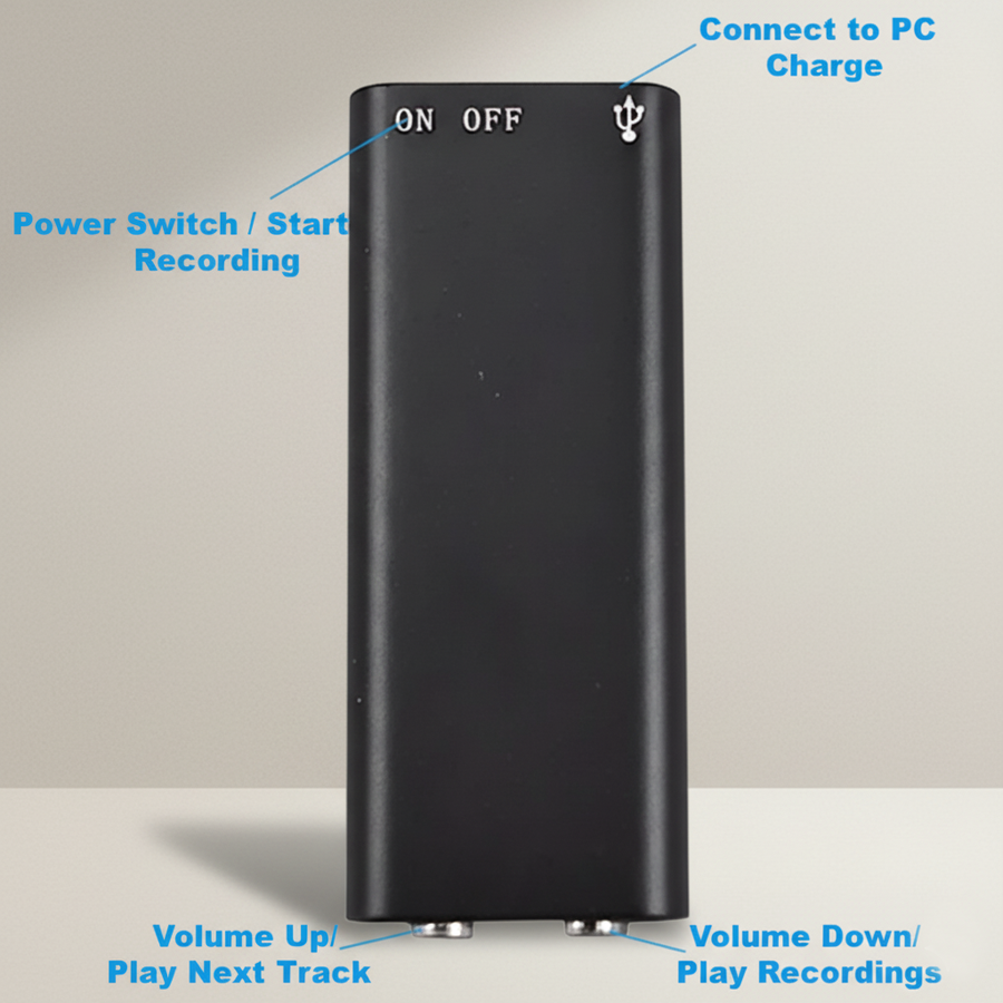 DearTronics Compact Voice Recorder - 90 Hours of Storage